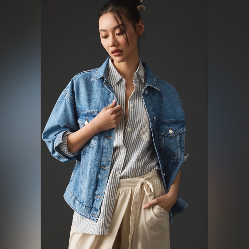 Pilcro Weston Denim Boyfriend Jacket - Size Large Petite